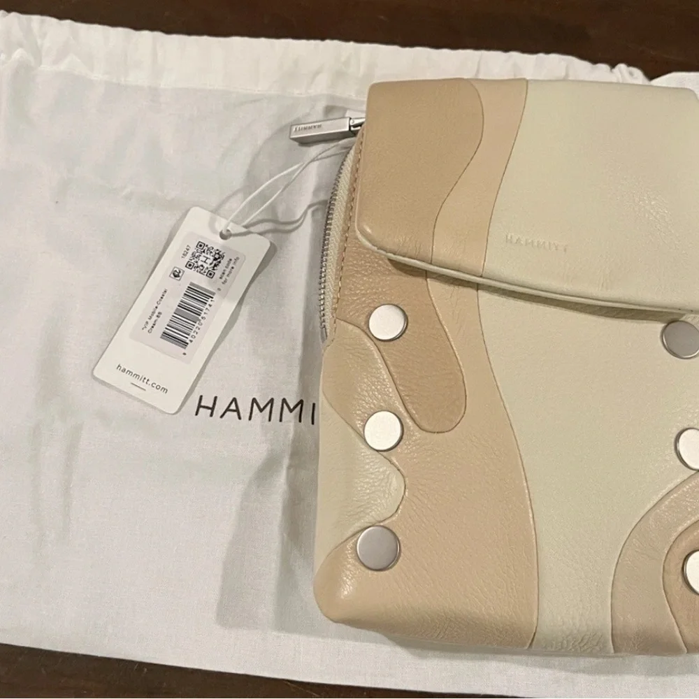 NWT $275 Hammitt Leather VIP Mobile phone Crossbody Coastal Cream Silver HRDWR - Picture 10 of 13